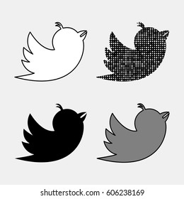 Black and white birds set