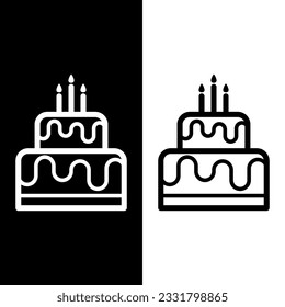 black and white birthday cake icon vector logo template