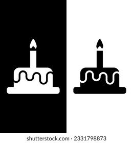 black and white birthday cake icon vector logo template