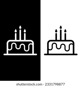 black and white birthday cake icon vector logo template