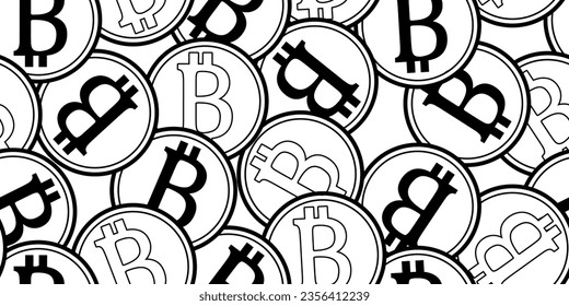 black white bitcoin seamless pattern