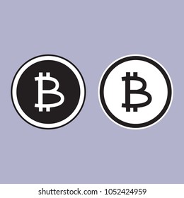 black and white bitcoin symbol object on grey background, vector illustration