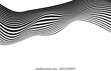 Black and white blank background abstract wavy curved lines