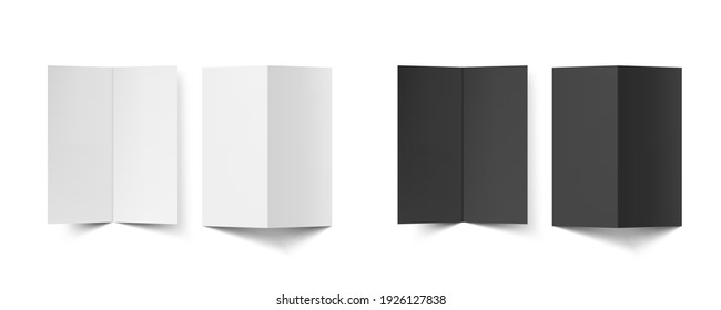 Black And White Blank Half Fold Brochure Template For Your Presentation. EPS10 Vector