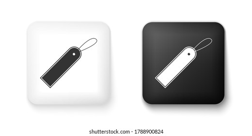 Schwarz-Weiß-Etikettenschild mit Preisschild, Symbol einzeln auf weißem Hintergrund. Leerer Rabatt Aufkleber für Einkäufe. Vorlagendiskontbanner. Knopf Quadrat. Vektorgrafik.
