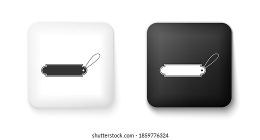 Black and white Blank label template price tag icon isolated on white background. Empty shopping discounts sticker. Template discount banner. Square button. Vector.