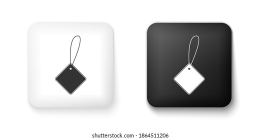 Black and white Blank label template, price tag icon isolated on white background. Empty shopping discounts sticker. Template discount banner. Square button. Vector.