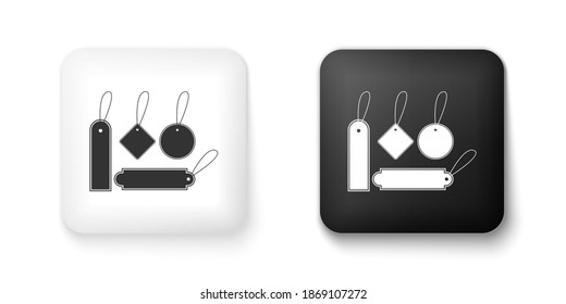 Black and white Blank labels template price tags set icon isolated on white background. Empty shopping discounts stickers. Template discount banners set. Square button. Vector.