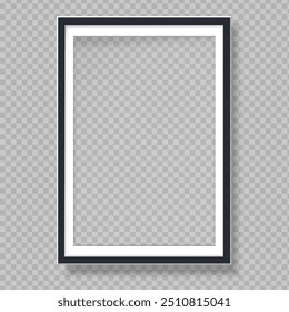 Marco de imagen en blanco blanco blanco negro con efecto de sombra. Marco de la imagen de la Vertical aislado. Maqueta de lugar vacío para su texto o foto. La Plantilla realista está esperando ser llenada de recuerdos. Vector