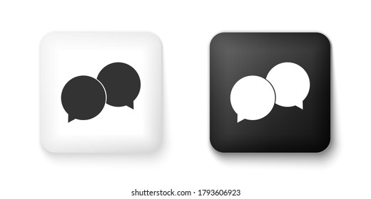 Black and white Blank speech bubbles icon isolated on white background. Square button. Vector.