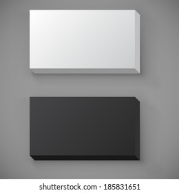 Black and white blank standard business card stack vector template. 