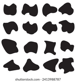 Schwarz-Weiß-Blockdesign, Abstrakter Flüssigkeitsblock Formen Vektorset.	