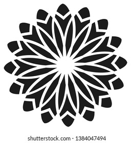 Black and white blossom vector icon isolated on white background