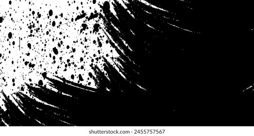 Black and white blotches brush strokes graphic effect background design element for illustration background. Vector