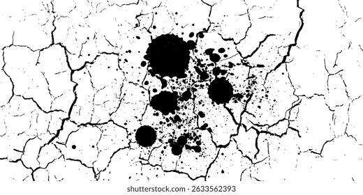 Black and white blotches brush strokes graphic effect background design element for illustration background. Vector