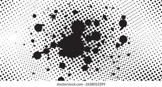 Black and white blotches brush strokes graphic effect background design element for illustration background. Vector