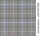 Black, White, & Blue Houndstooth Glen Plaid Seamless Vector Illustration