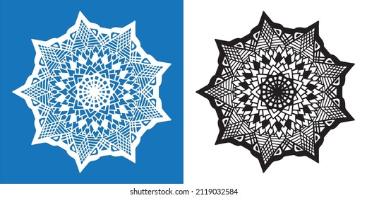 black and white and blue and white mandala ornament set