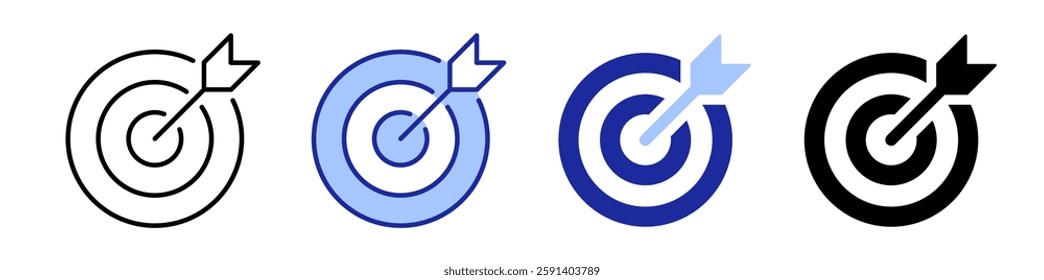 Black and White and Blue Set of goals.Target icon.Target, call, goal icon.Vector