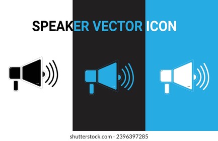Black, White, Blue Speaker Vector Icon