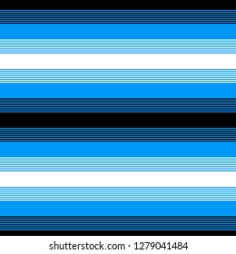 Black white and blue striped simple geometric seamless pattern, vector
