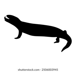 Black and White Blue Tongue Skink Silhouette. Vector Illustration.