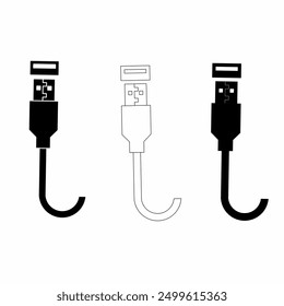 black and white bluetooth usb. usb cable on a white background