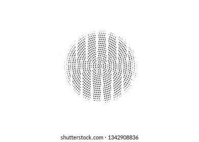 Black white blurry halftone vector background. Centered dot gradient. Defocused dotwork surface. Round dotted halftone. Retro halftone overlay. Vintage distressed effect. Monochrome perforated texture