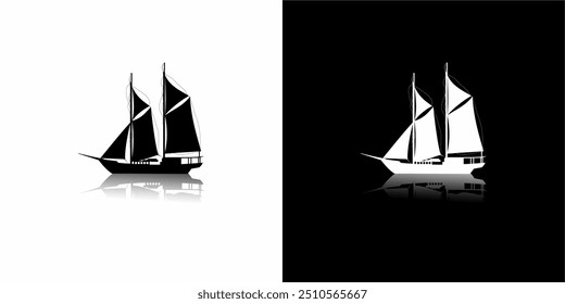 black and white boat logo icon