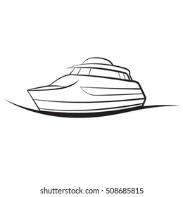 black & white boat-vector drawing