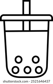 black and white boba drink icon