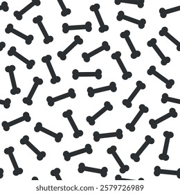 Black and White Bones Pattern - Messy Silhouettes on White Background. Seamless Link.