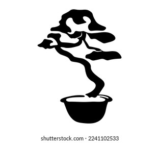 black and white bonsai tree logo