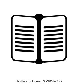 Icono de libro blanco y negro Vector