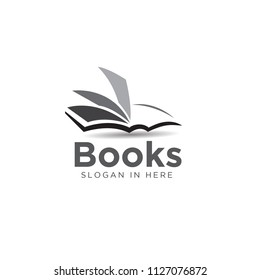 black white book open art logo