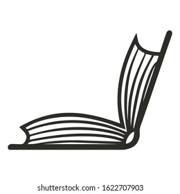 Black and white book sketch, vector illustration