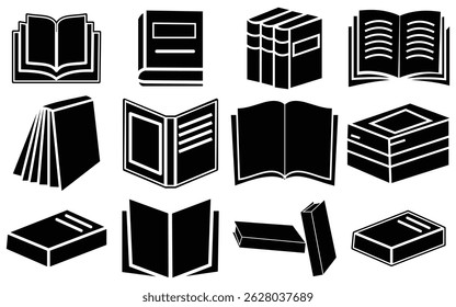 Símbolo de Ilustração de Pilha de Livro Preto e Branco do Conhecimento, Literatura da Educação
