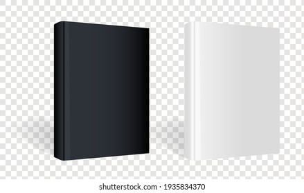 Black And White Books Isolated Transparent background With Gradient Mesh, Vector Illustration