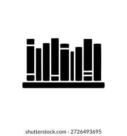 Silueta de estantería en blanco y negro Ilustración vectorial de libros de pie para la Biblioteca de la educación de la lectura y diseño de librería