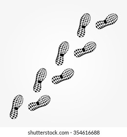 Black and white boot prints isolated on white background.