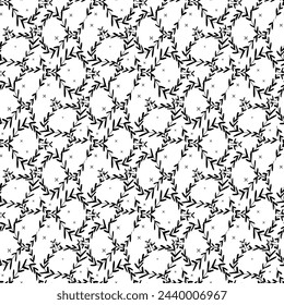 black and white botanical seamless vector pattern, all over surface print