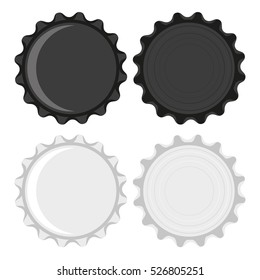 Black and white bottle caps  isolated on white background