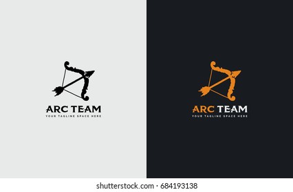 Black White Bow Arrow Icon Vector Illustration