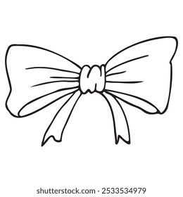 Black and White Bow Tie Contour, Simple Sketch Style