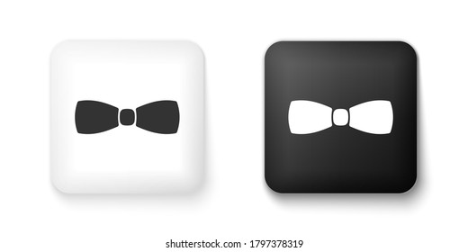 Black and white Bow tie icon isolated on white background. Square button. Vector.