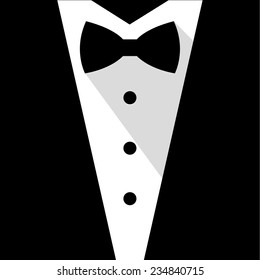 Black and white bow tie tuxedo illustration flat