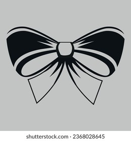 Black and white bow. Vector on gray background