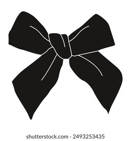 Black and white bowknot ribbon for decoration. Isolated on white background. Ideal for trendy hair braiding, weddings, birthday parties, and girls' accessories. Versatile decorative element.
