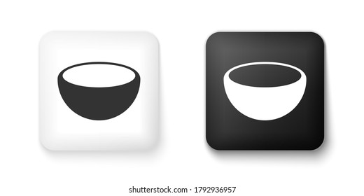 Black and white Bowl icon isolated on white background. Square button. Vector