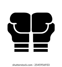 Black and white boxing gloves icon, representing sports or fitness themes.